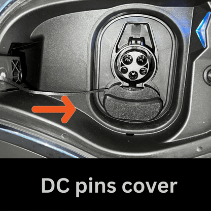 Electric vehicle charge port dust and moisture cover with low profile and swivel handle
